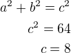 kopírovat do textarea $a^2+b^2=c^2\\c^2=64\\c=8$