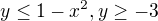 $ y \leq 1 - x^2 , y \geq -3$