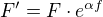 $F'=F\cdot e^{\alpha f}$