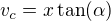 $v_c=x\tan(\alpha)$