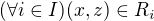 $(\forall i\in I) (x,z)\in R_i$