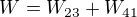 $W=W_{23}+W_{41}$