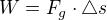 $W=F_{g}\cdot \triangle s$
