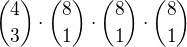 ${4\choose3}\cdot {8\choose1}\cdot {8\choose1}\cdot {8\choose1}$
