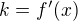 $k=f'(x)$