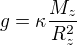 $g = \kappa \frac{M_z}{R_z^2}$