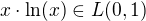 $x\cdot\ln(x)\in L(0,1)$