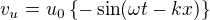 $v_{u}=u_{0}\{-\sin (\omega t-kx)\}$