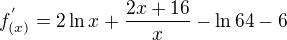 $f^{'}_{(x)}=2\ln x+\frac{2x+16}{x}-\ln 64-6$