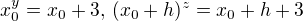 $x_0^y = x_0+3,\, (x_0+h)^z = x_0+h+3$
