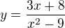 $y=\frac {3x+8}{x^2-9} $