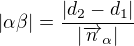 $| \alpha \beta | = \frac{|d_2-d_1|}{|\overrightarrow{n}_\alpha|}$