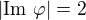 $|{\rm Im}\ \varphi|=2$