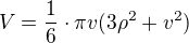$V=\frac16\cdot \pi v(3\rho^2 + v^2) $