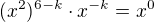 $(x^2)^{6-k}\cdot x^{-k} = x^0$