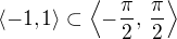$\langle-1,1\rangle\subset\left\langle-\frac\pi2,\,\frac\pi2\right\rangle$