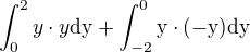 $\int_{0}^{2}y\cdot y \rm{d}y+\int_{-2}^{0}y\cdot (-y) \rm{d}y$