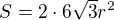 $S=2\cdot 6\sqrt{3}r^{2}$