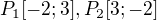 $P_{1}[-2;3],P_{2}[3;-2]$