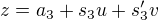 $z = a_3 + s_3u + s_3'v$