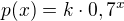$p(x)=k\cdot 0,7^{x}$