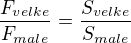 $\frac{F_{velke}}{F_{male}}=\frac{S_{velke}}{S_{male}}$