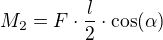 $M_2=F \cdot \frac l2 \cdot \cos (\alpha)$