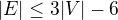 $|E|\le3|V|-6$