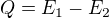 $Q=E_1-E_2$