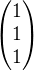 $\begin{pmatrix} 1 \\ 1 \\ 1 \end{pmatrix}$