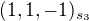 $(1,1,-1)_{s_3}$