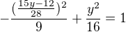 $-\frac{(\frac{15y-12}{28})^2}{9} + \frac{y^2}{16} = 1$