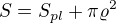 $S=S_{pl}+\pi\varrho^2$