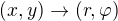 $(x,y)\to(r,\varphi)$