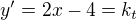 kopírovat do textarea $y'=2x-4=k_{t}$
