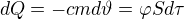 $dQ=-cmd\vartheta =\varphi Sd\tau $