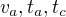 $v_{a}, t_{a}, t_{c}$