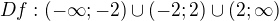 kopírovat do textarea $Df: (-\infty ;-2)\cup (-2;2) \cup (2;\infty )$