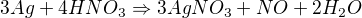 kopírovat do textarea $3Ag+4HNO_{3} \Rightarrow 3AgNO_{3}+NO+2H_{2}O$