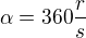 $\alpha =360\frac{r}{s}$
