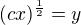 $(cx)^\frac{1}{2}=y$
