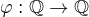 $\varphi : \mathbb Q \rightarrow \mathbb Q$