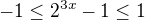 $-1\le 2^{3x}-1\le 1$