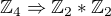 $\mathbb{Z}_{4}\Rightarrow \mathbb{Z}_{2} *\mathbb{Z}_{2}$