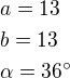 kopírovat do textarea $a=13\nlb=13\nl\alpha=36^\circ$