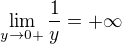 $\lim_{y\to 0+} \frac{1}{y} = +\infty$