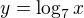$y= \log_7 x$