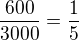 $\frac{600}{3000}=\frac{1}{5}$
