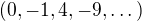 $(0,-1,4,-9,\dots)$