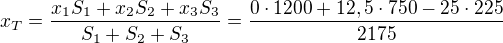 kopírovat do textarea $x_T=\frac{x_1S_1+x_2S_2+x_3S_3}{S_1+S_2+S_3}=\frac{0\cdot1200+12,5\cdot750-25\cdot225}{2175}$